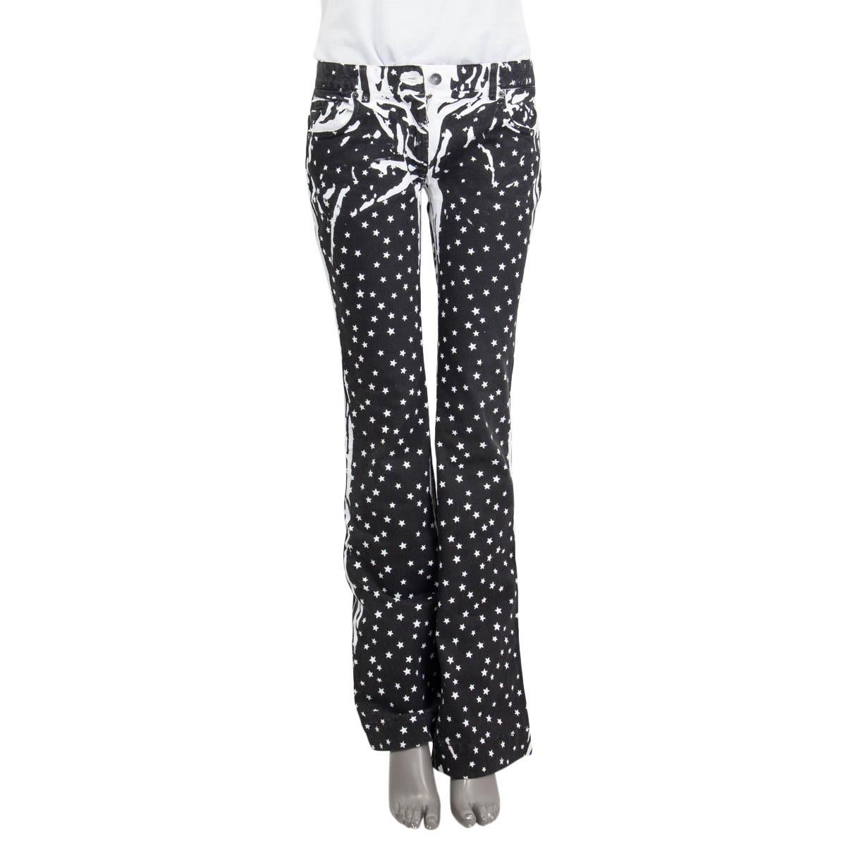 DOLCE & GABBANA black & white cotton denim STAR PRINT Jeans Pants 42 M For Sale