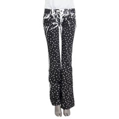 DOLCE & GABBANA black & white cotton denim STAR PRINT Jeans Pants 42 M