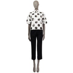 DOLCE & GABBANA black white cotton DOT Short Sleeve Button Up Shirt 40 S