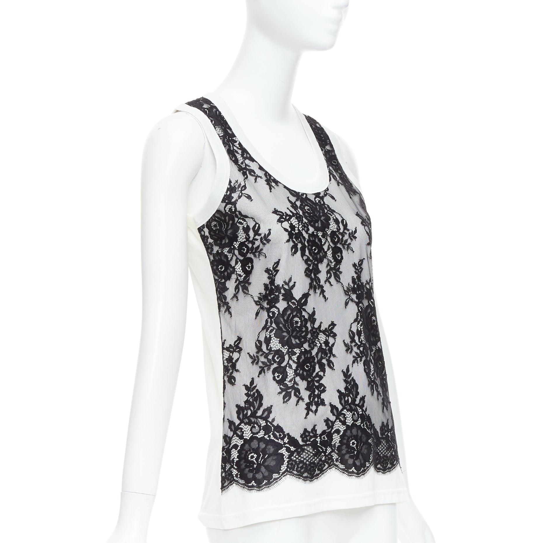 Grigio DOLCE GABBANA canotta in pizzo bianco e nero IT40 S in vendita