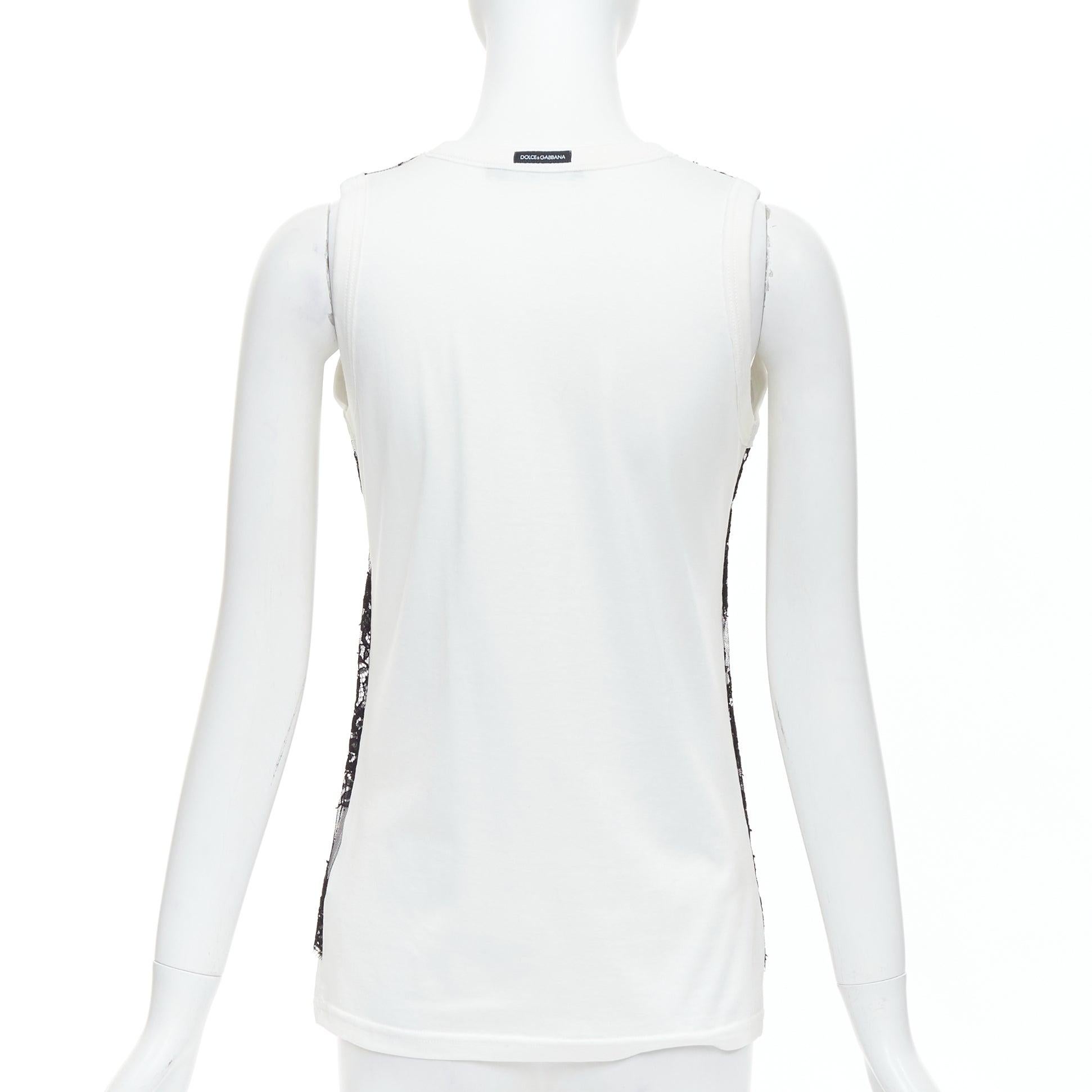 Donna DOLCE GABBANA canotta in pizzo bianco e nero IT40 S in vendita