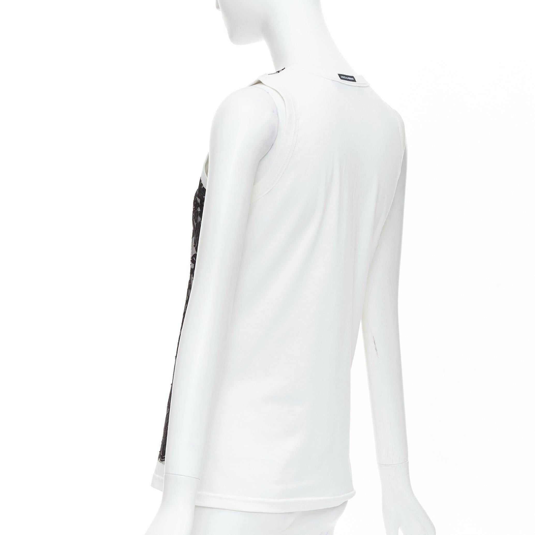 DOLCE GABBANA canotta in pizzo bianco e nero IT40 S in vendita 1