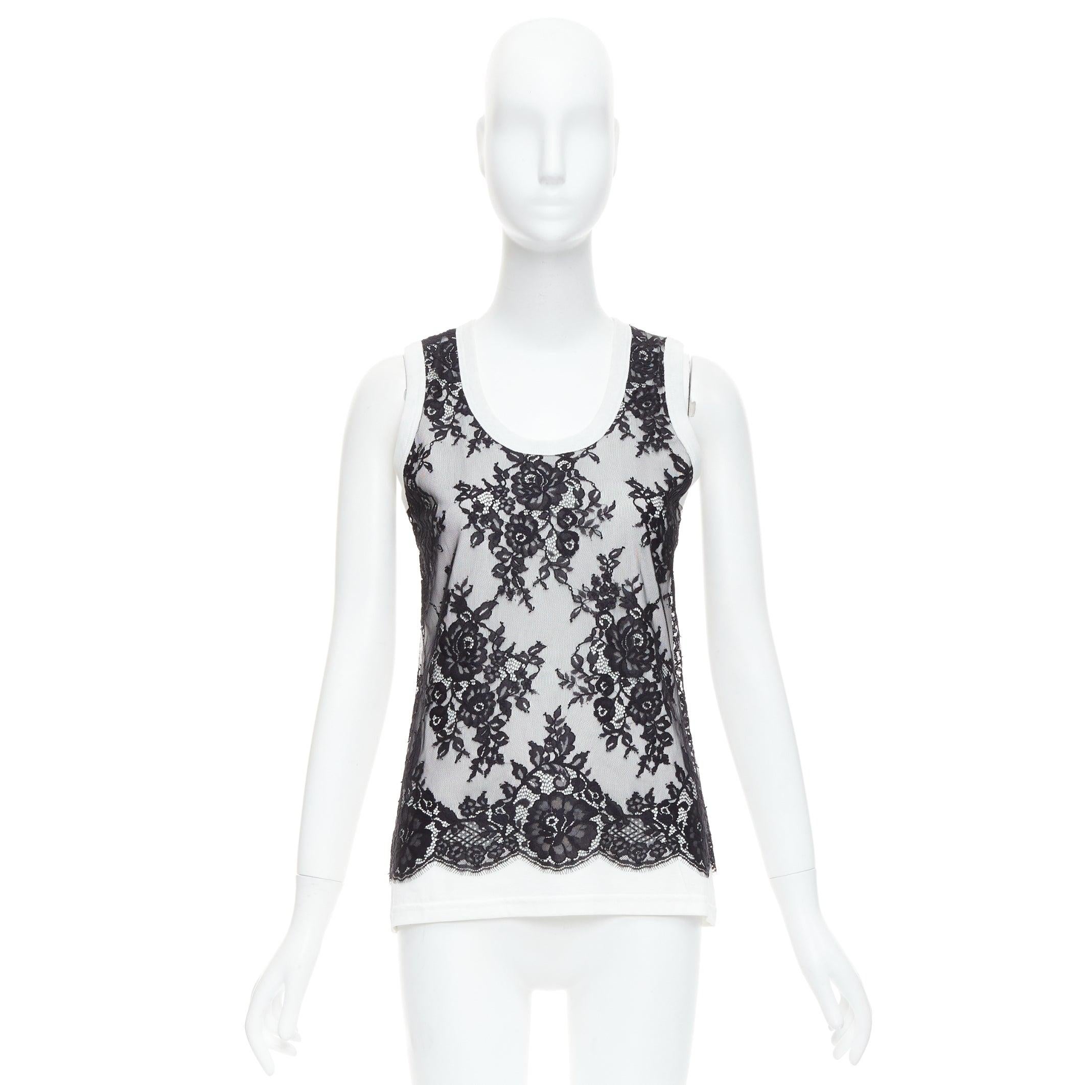 DOLCE GABBANA canotta in pizzo bianco e nero IT40 S in vendita 4