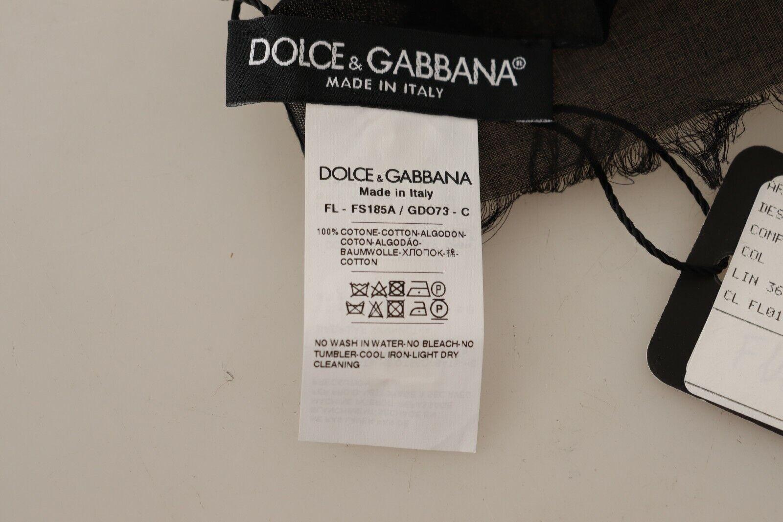 Women's Dolce & Gabbana Black White Cotton Lily Floral Scarf Wrap Beachwear Pareo Women