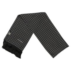 DOLCE & GABBANA Black White Dot Print Silk Scarf