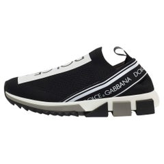 Dolce & Gabbana Black/White Fabric Sorrento Slip On Sneakers Size 41