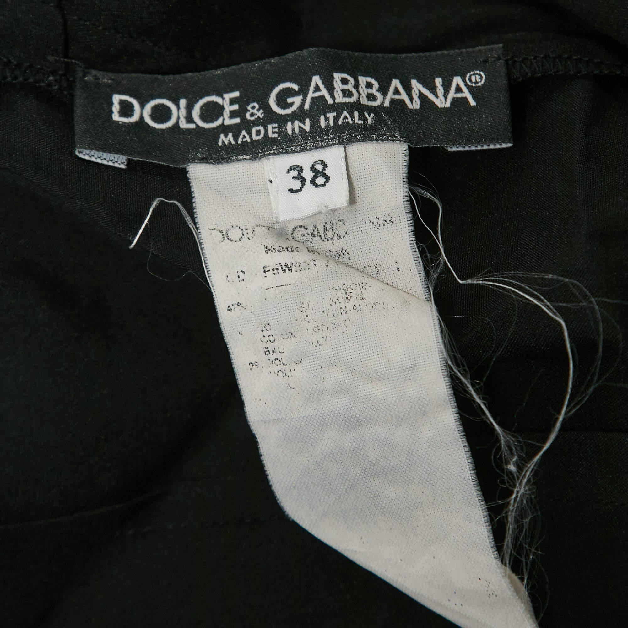 Dolce & Gabbana Black/White Floral Lace & Silk Midi Dress XS 1