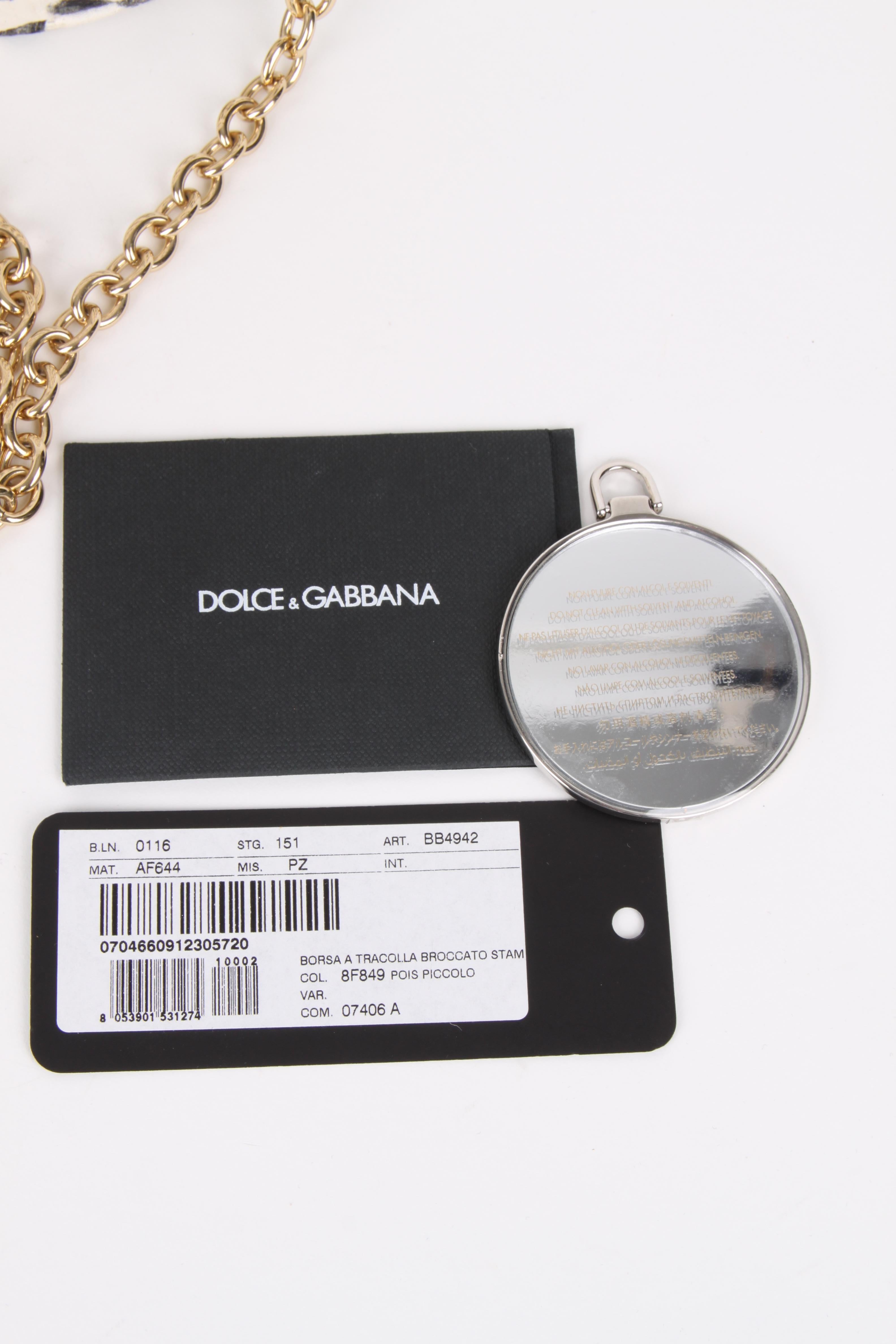 Beige Dolce & Gabbana Black White Glam Polka Dot Cross Body Bag For Sale
