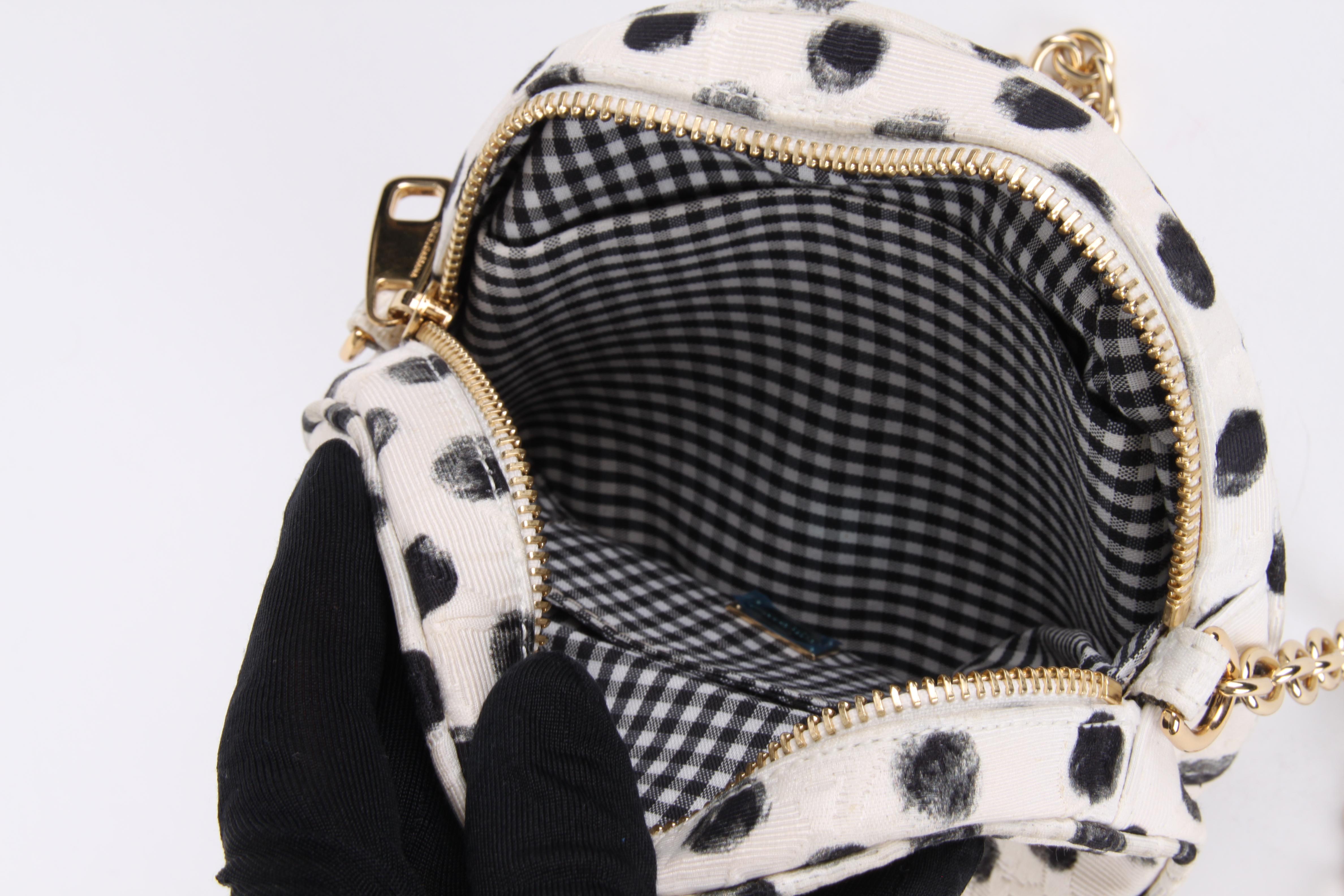 Dolce & Gabbana Black White Glam Polka Dot Cross Body Bag For Sale 4