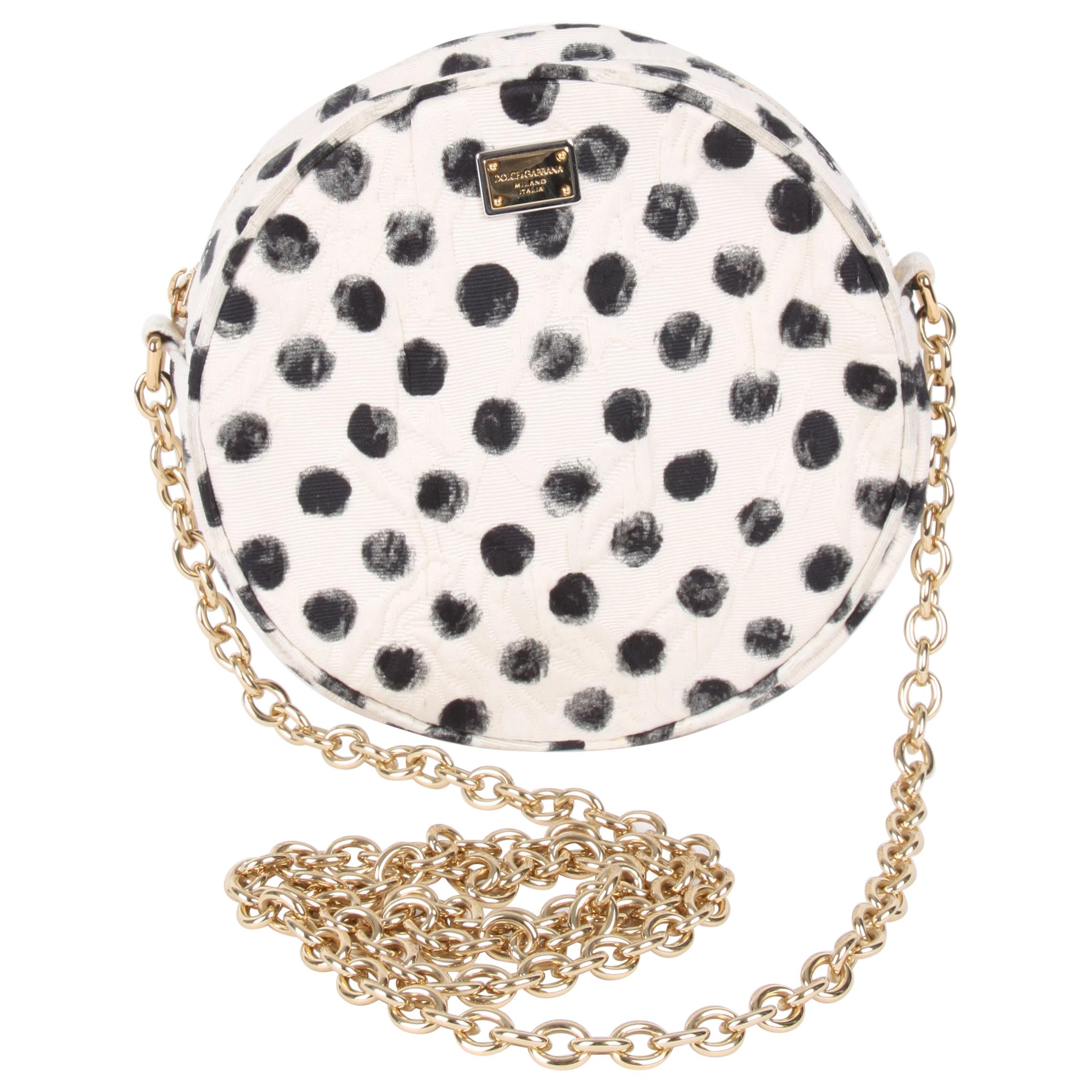 Dolce & Gabbana Black White Glam Polka Dot Cross Body Bag For Sale