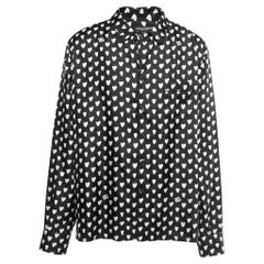 Dolce & Gabbana Black/White Heart Print Silk Pajama Shirt 