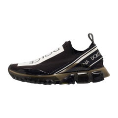 Dolce & Gabbana Black/White Knit Fabric Sorrento Sneakers Size 43