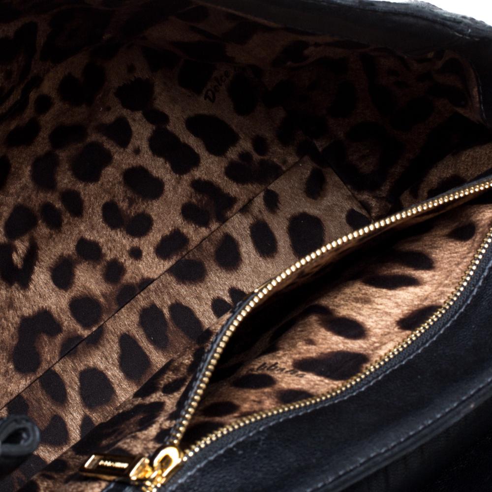 Dolce & Gabbana Schwarz/Weiß Spitze und Leder Große Miss Sicily Top Handle Tasche 3