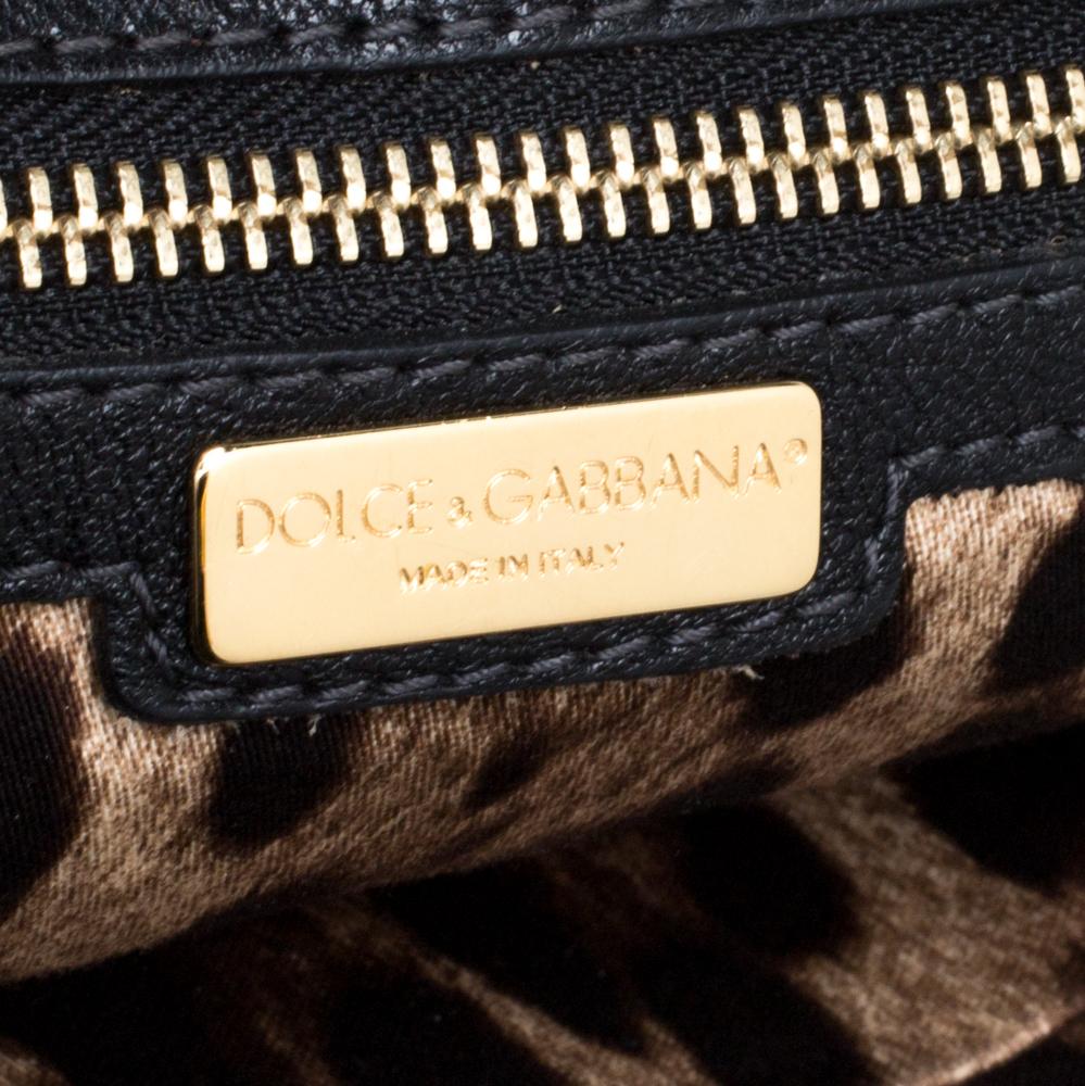 Dolce & Gabbana Schwarz/Weiß Spitze und Leder Große Miss Sicily Top Handle Tasche 4