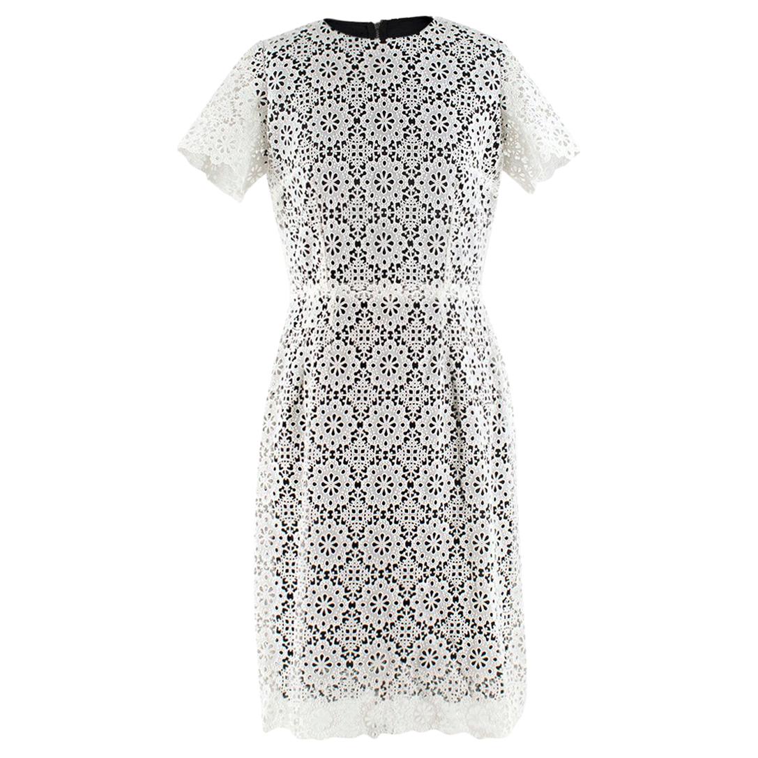 Dolce & Gabbana Black & White Lace Overlay Dress - Size Small For Sale