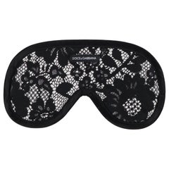 DOLCE & GABBANA Black White Lace Print Eye Cover Sleepwear Mask