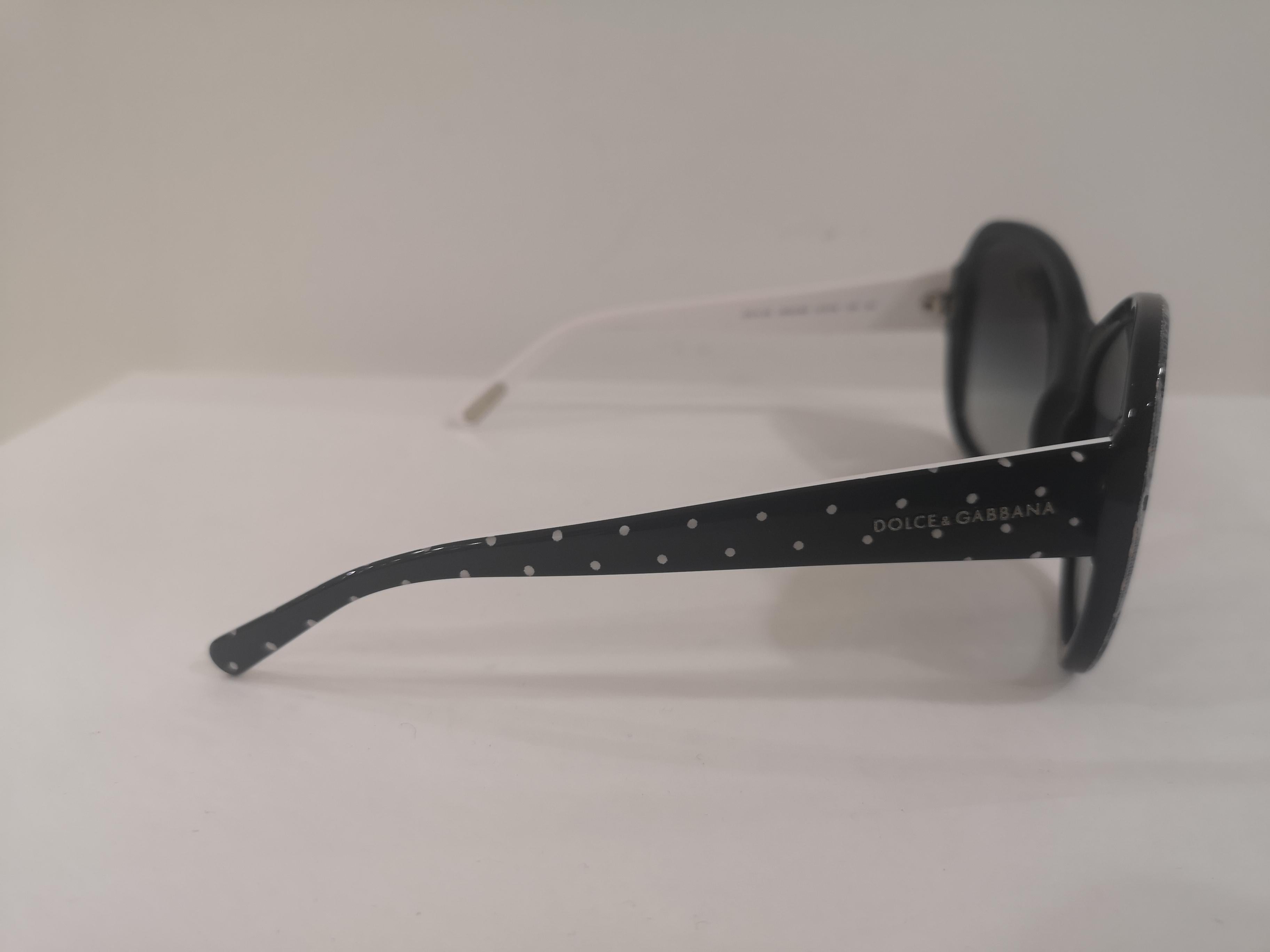 Women's Dolce & Gabbana black white lace sunglasses NWOT For Sale