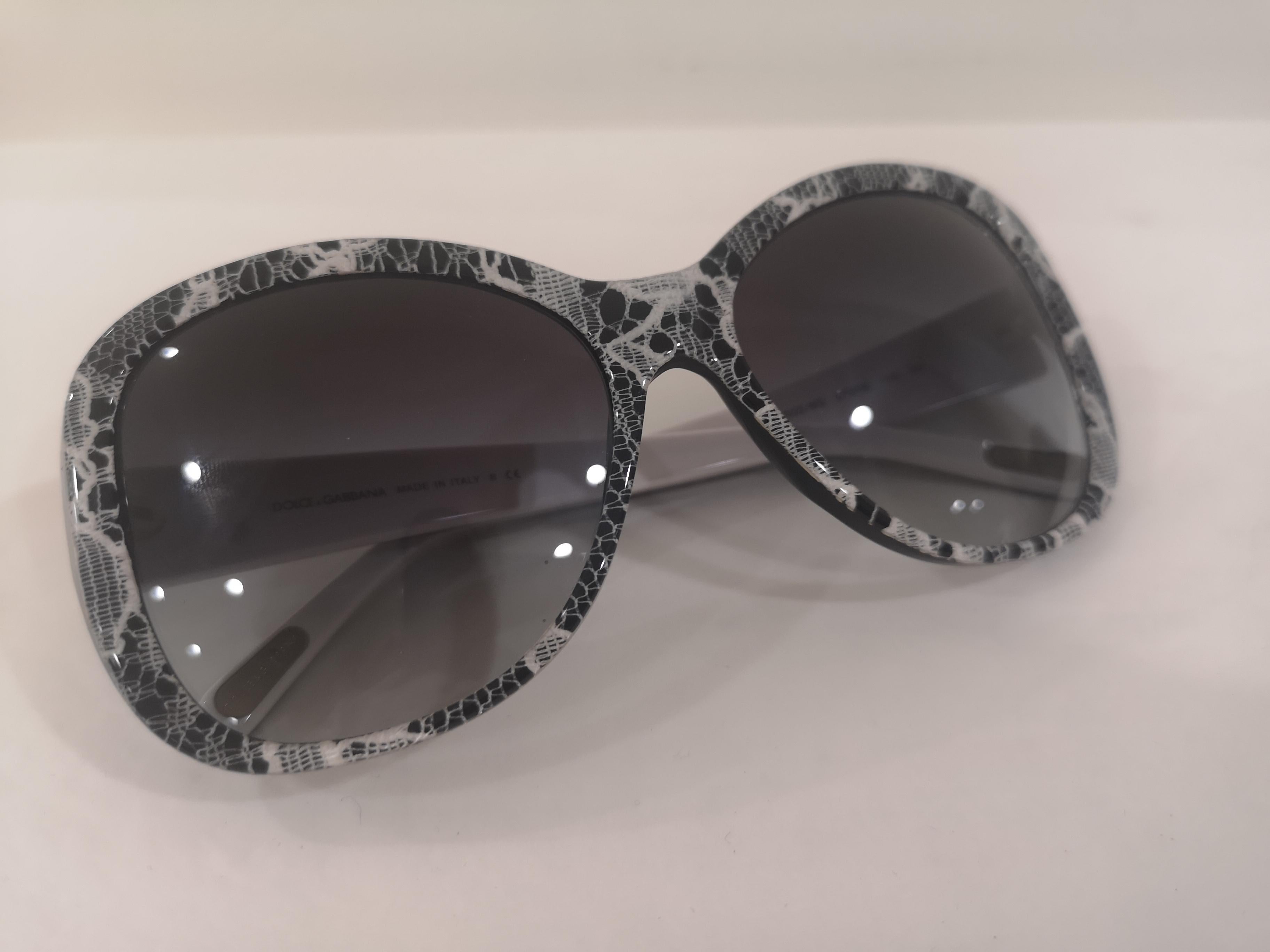 Dolce & Gabbana black white lace sunglasses NWOT For Sale 1