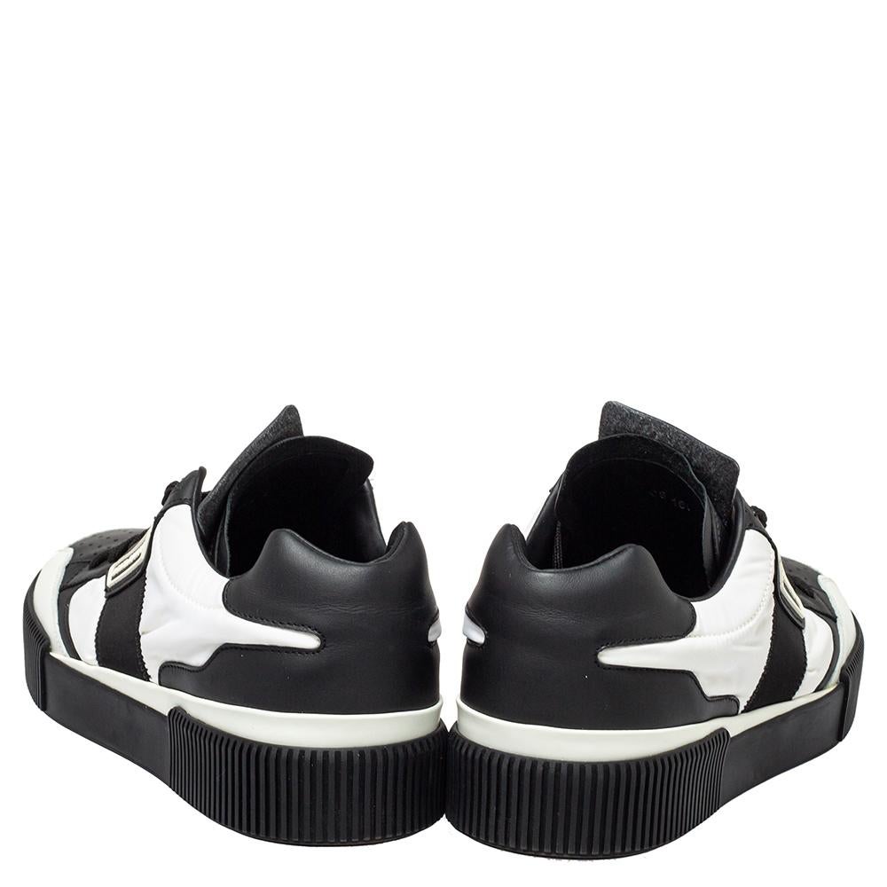 Dolce & Gabbana Schwarz/Weiß Leder und Nylon Miami Low Top Sneakers Größe 42 Herren