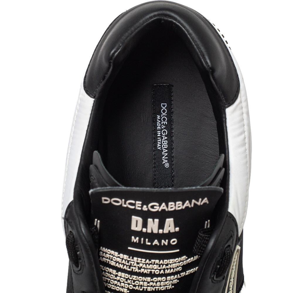 Dolce & Gabbana Schwarz/Weiß Leder und Nylon Miami Low Top Sneakers Größe 42 2