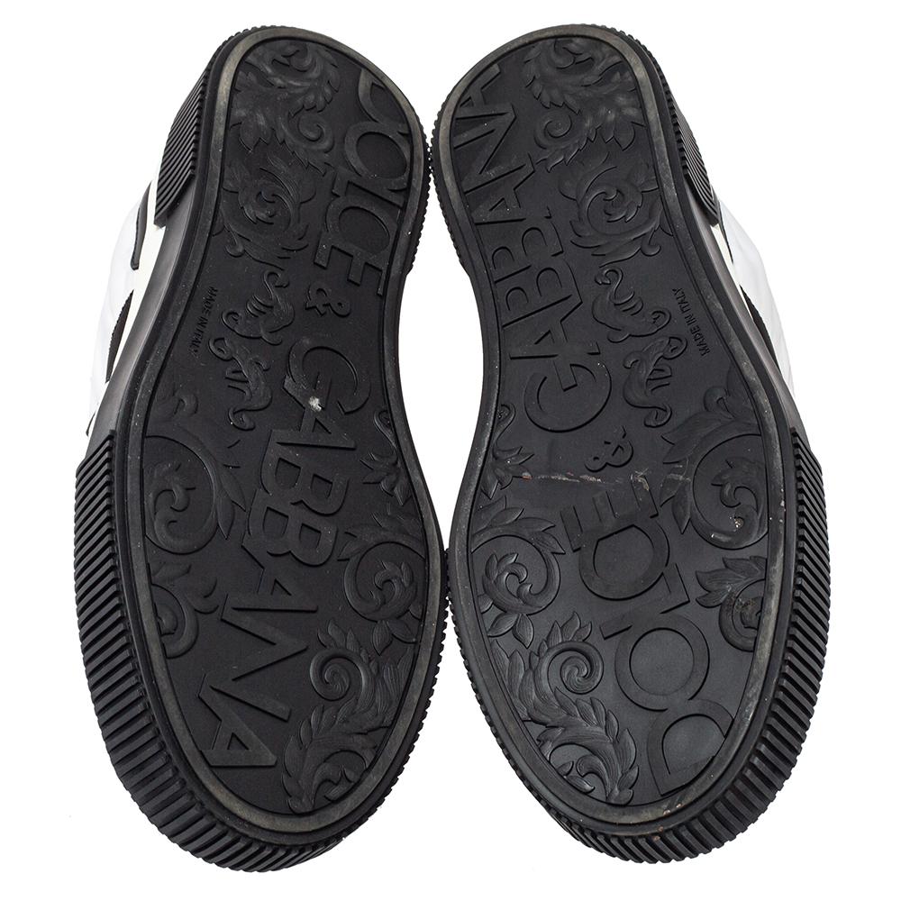 Dolce & Gabbana Schwarz/Weiß Leder und Nylon Miami Low Top Sneakers Größe 42 3
