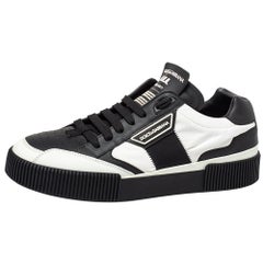 Dolce & Gabbana Black/White Leather And Nylon Miami Low Top Sneakers Size 42
