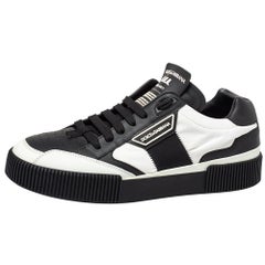 Dolce & Gabbana Schwarz/Weiß Leder und Nylon Miami Low Top Sneakers Größe 42