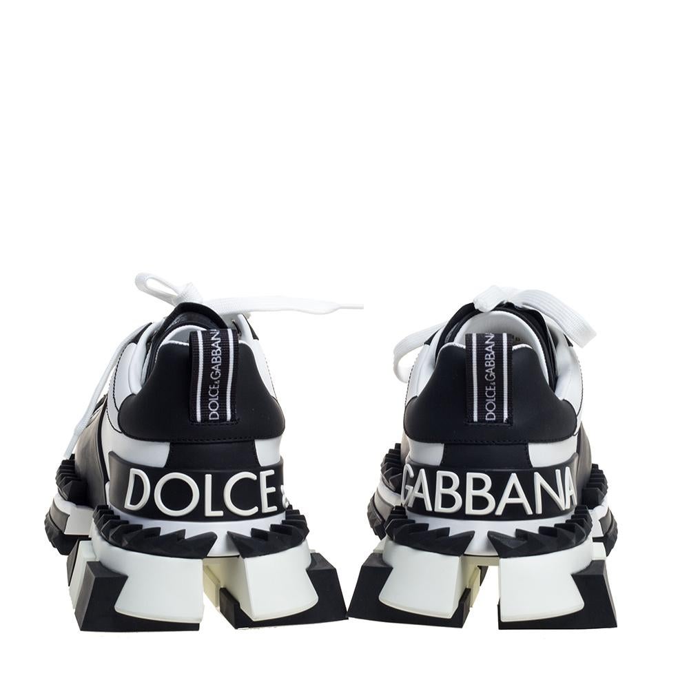 Dolce & Gabbana Schwarz/Weiß Leder und Wildleder Super King Sneakers Größe 40 im Zustand „Neu“ in Dubai, Al Qouz 2