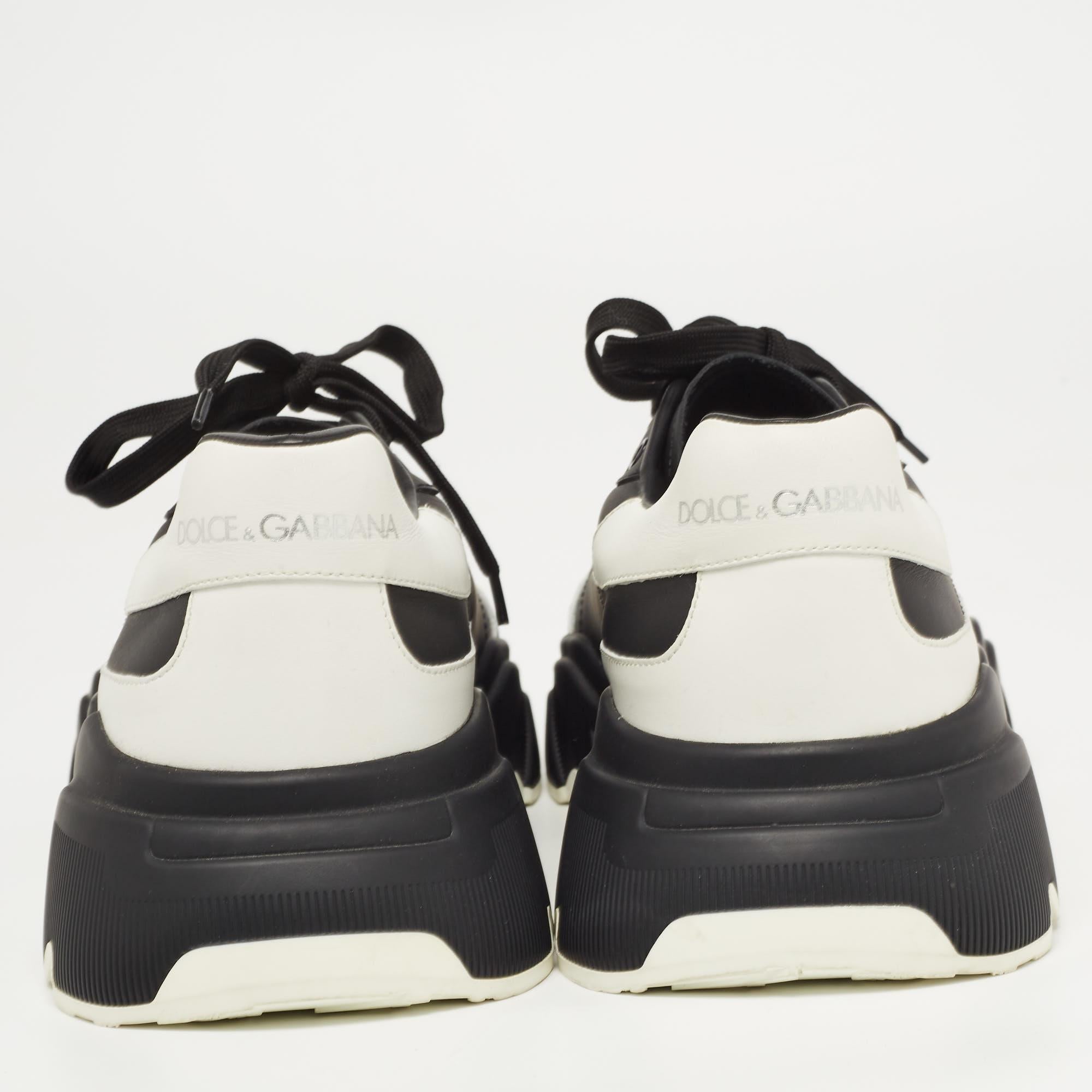 Dolce & Gabbana Black/White Leather Daymaster Sneakers Size 46 2