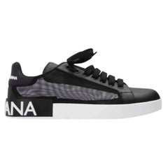 Dolce & Gabbana Portofino Low-Top Sneakers aus schwarzem und weißem Leder