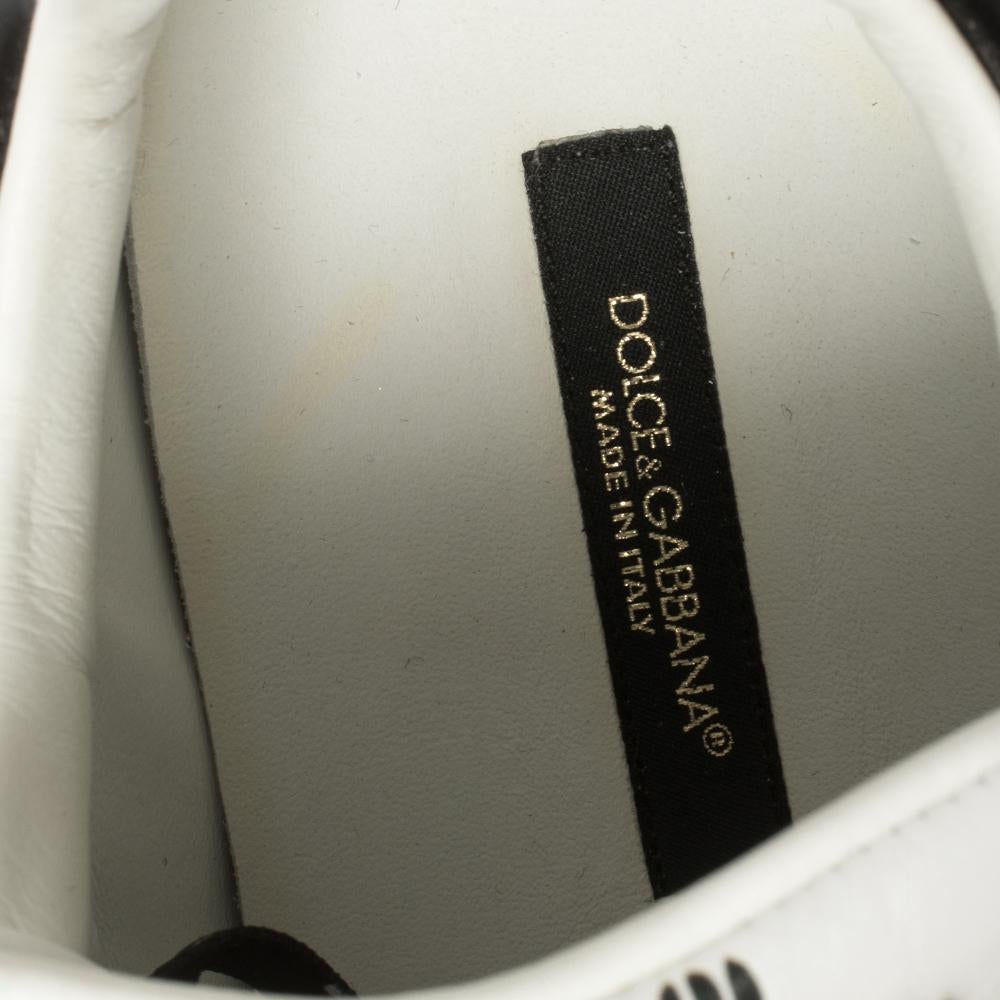 Dolce & Gabbana Schwarz/Weiß Leder Portofino mit Patch und Sneakers Größe 39 2