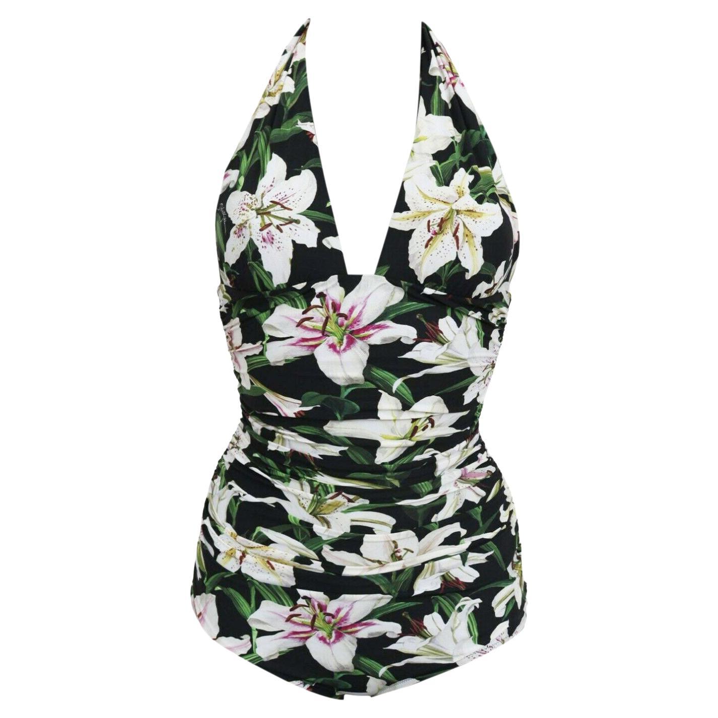 New Dolce and Gabbana Black Playing Card Print One Piece Bathing Suit ...