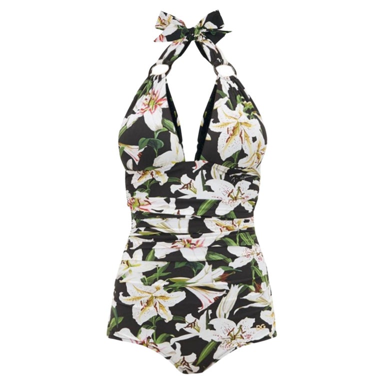 Dolce and Gabbana Black White Lily Swimsuit Bikini Swimwear Beachwear DG  Flowers For Sale at 1stDibs