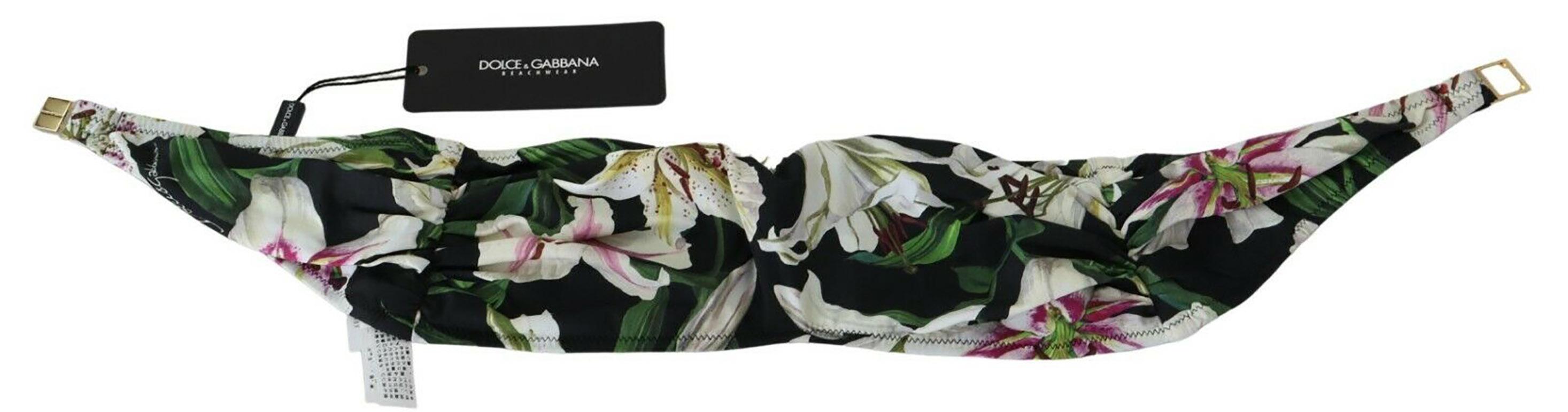 Dolce & Gabbana Costume da bagno in due pezzi con giglio nero e bianco, Bikini Swimwear Flowers in vendita 2