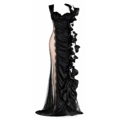 Dolce & Gabbana Black & White Lingerie Inspired Evening Gown Fall 2004 Size 42IT