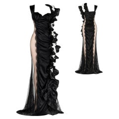 Dolce & Gabbana Black & White Lingerie Inspired Evening Gown Fall 2004 Size 42IT