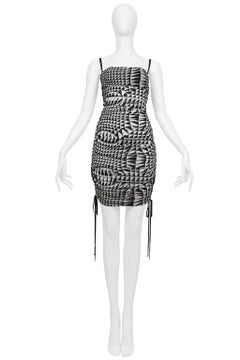 Dolce & Gabbana Black & White Optical Shock Print Corset Dress 2003
