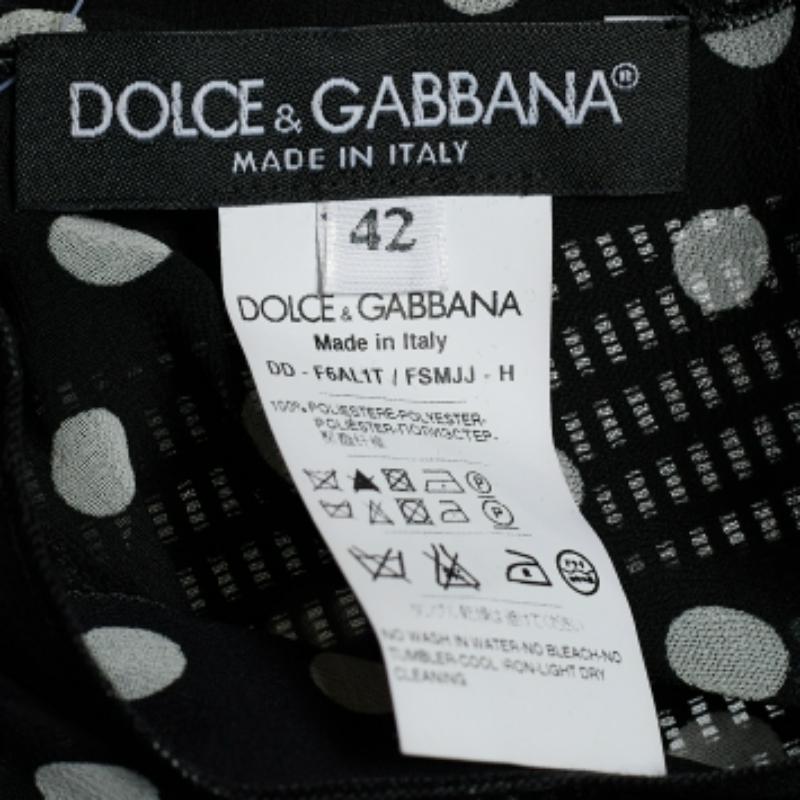 Donna Dolce & Gabbana Nero/Bianco Stampa Dot Dot Georgette Top Oversize M. in vendita