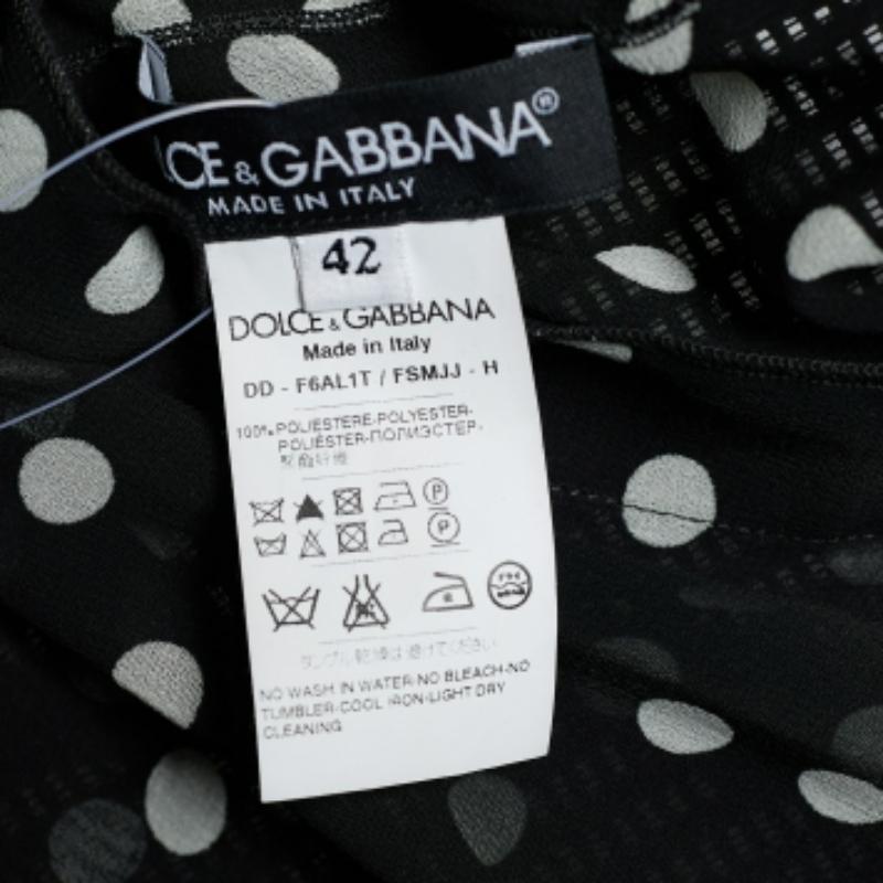 Dolce & Gabbana Nero/Bianco Stampa Dot Dot Georgette Top Oversize M. in vendita 1