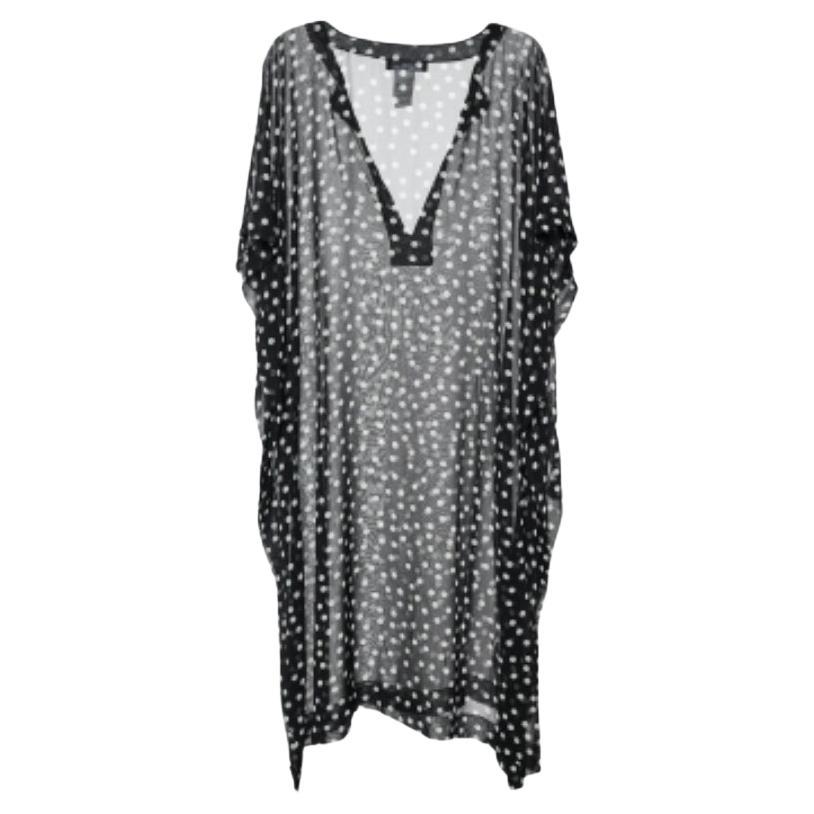Dolce & Gabbana Nero/Bianco Stampa Dot Dot Georgette Top Oversize M.