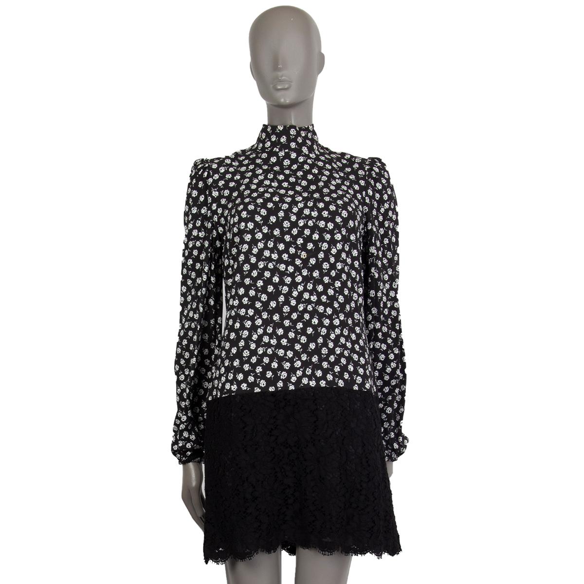 DOLCE & GABBANA - Robe noire et blanche à imprimé ROSE PRINT & LACE 42 Excellent état - En vente à Zürich, CH