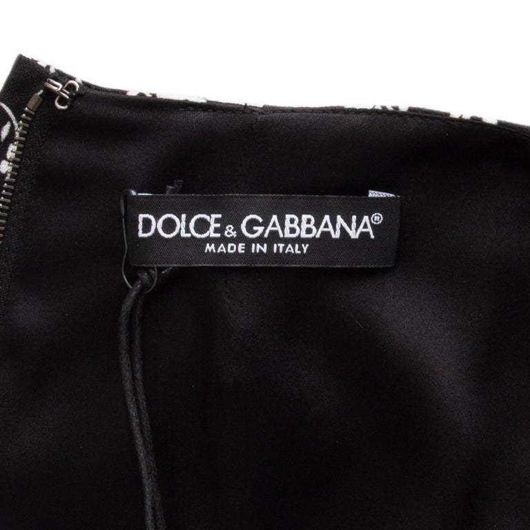 Dolce & Gabbana White Black Checkered Sleeveless Sheath Dress