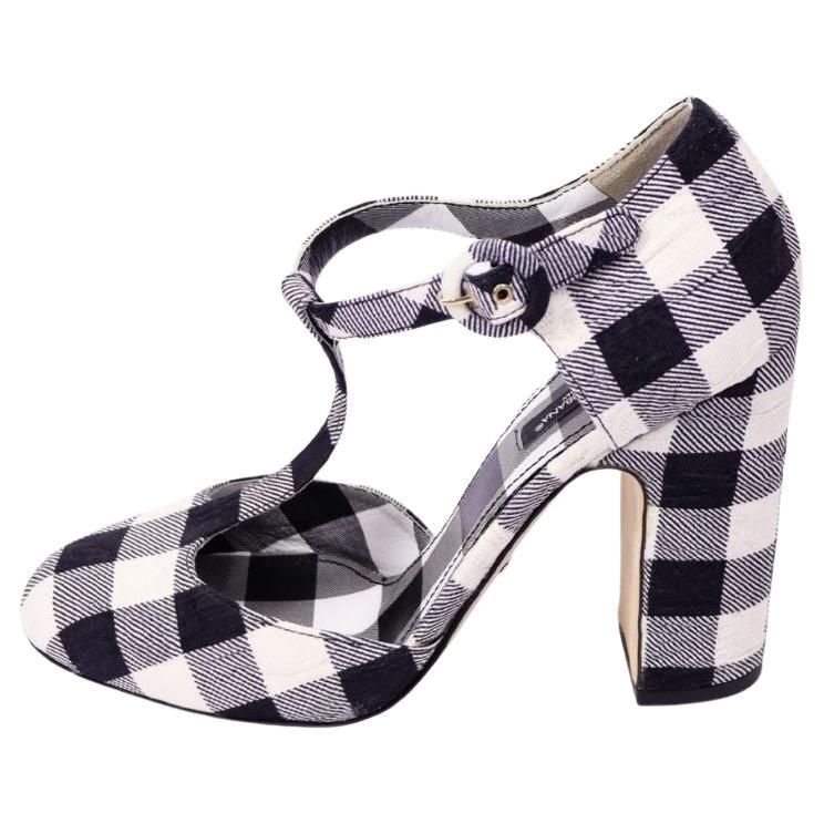 Dolce & Gabbana Black & White Round Toe Block Heels - EU 37