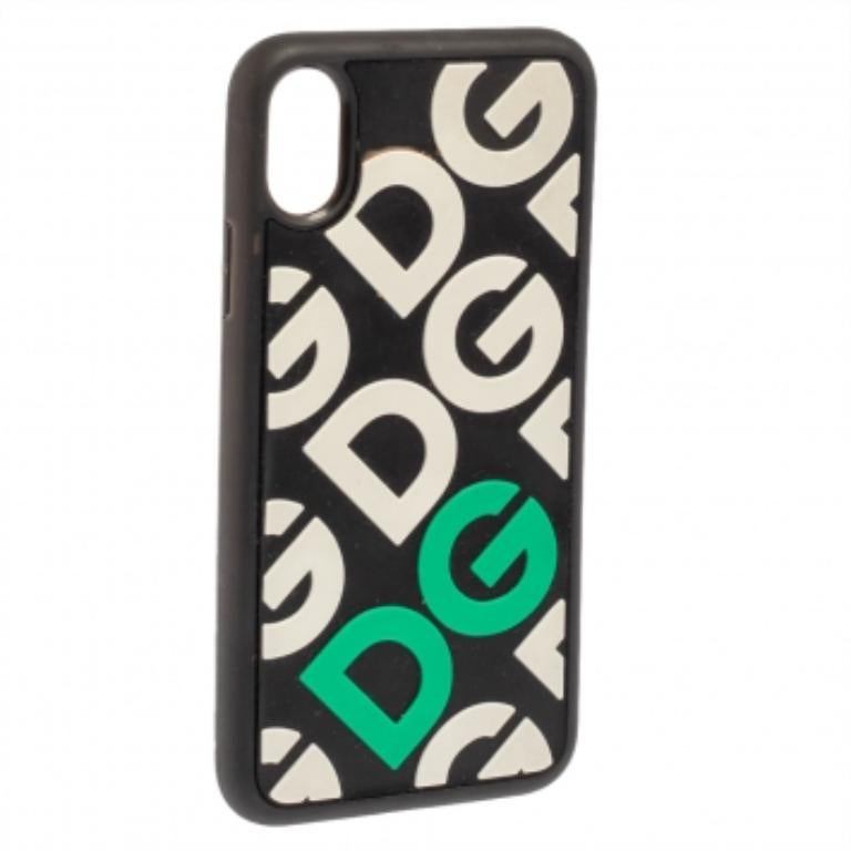 Dolce & Gabbana Black/White Rubber DG Logo iPhone X Case In Fair Condition For Sale In Dubai, Al Qouz 2