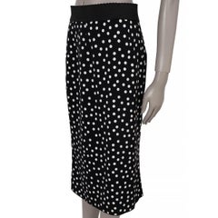DOLCE & GABBANA black & white silk 2010 POLKA DOT PENCIL Skirt 44 L