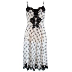 Dolce 
Gabbana Black 
White Silk Floral Print Slip Dress - Size Medium