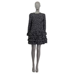 DOLCE & GABBANA black white silk POLKA DOT RUFFLED HEM Dress 42 M