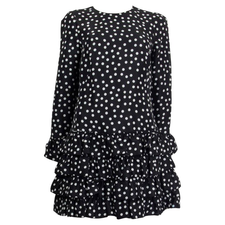 DOLCE and GABBANA black white silk POLKA DOT RUFFLED HEM Dress 42 M For  Sale at 1stDibs | dolce and gabbana black and white polka dot dress