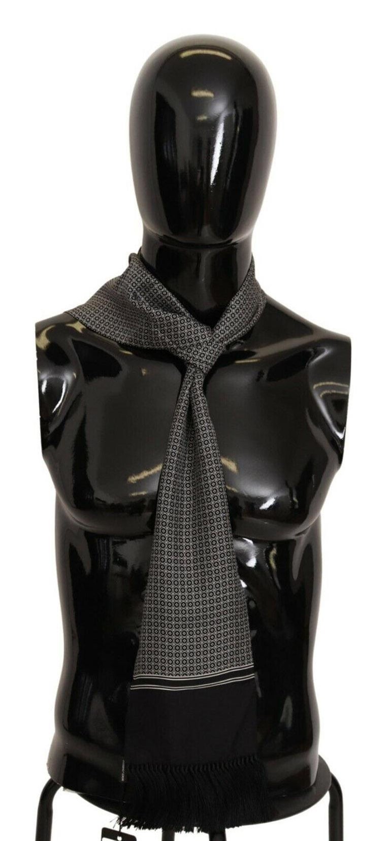 Dolce & Gabbana Black White Stitched Silk Men Neck Bow Tie main image 1