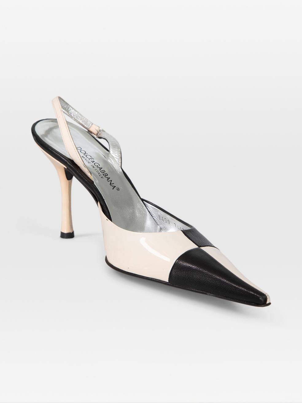 Dolce & Gabbana Noir & Blanc Talons Slingback Taille IT 37